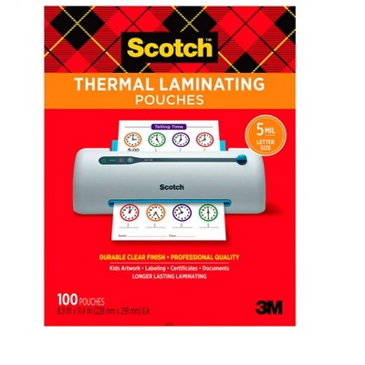 Scotch Thermal Laminating Pouch, 9 x 11-1/2 Inches, 5 mil Thick, Pack of 100