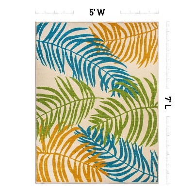Multicolor Floral Synthetic Flatwoven 5' x 7' Indoor/Outdoor Rug