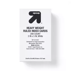 3''x5'' 200ct Index Cards Heavy Weight Ruled White - up & up™