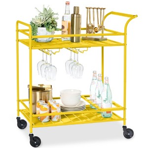 Best Choice Products 2-Tier Rolling Bar Cart Indoor/Outdoor w/ Storage Shelves, Wine Rack, Lockable Wheels - 1 of 4