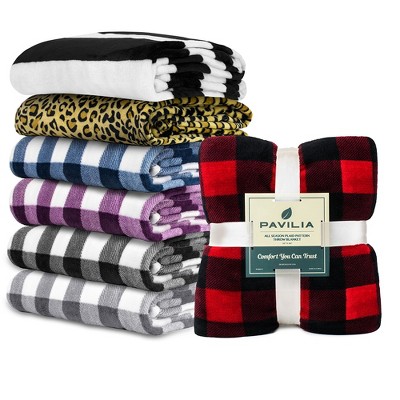 Twin Black and White Striped Fleece Blanket