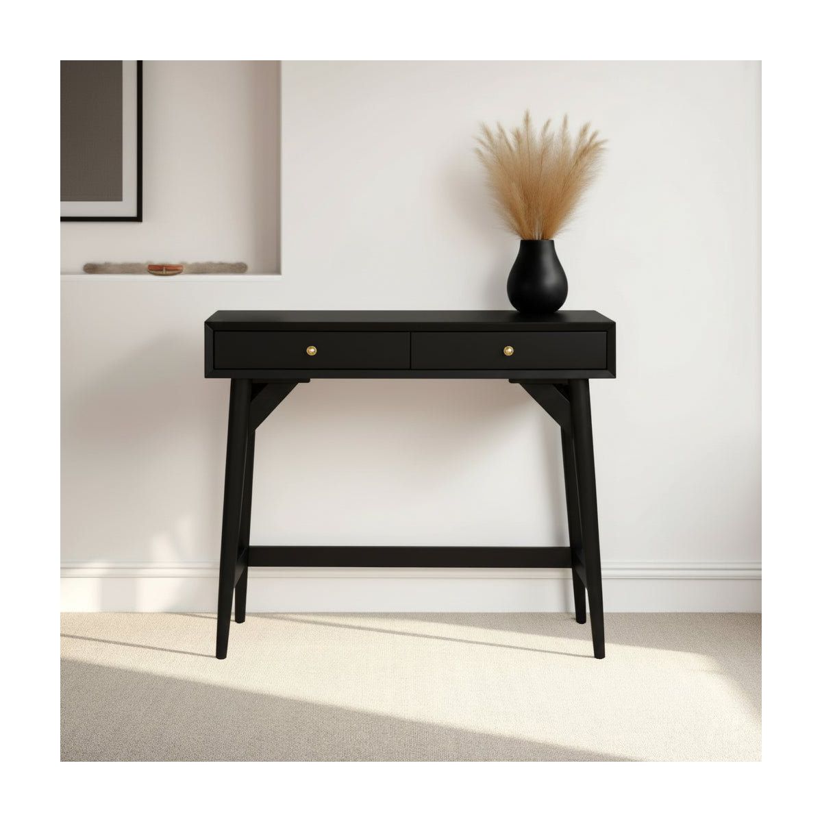 Flynn Mid-Century Mini Desk in Black | Alpine Furniture