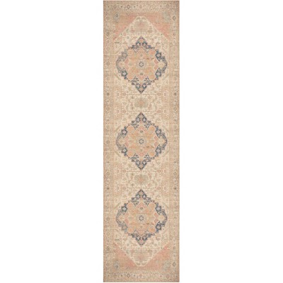 Nourison Vintage Washables Floral Bordered Non-Slip Indoor Rug