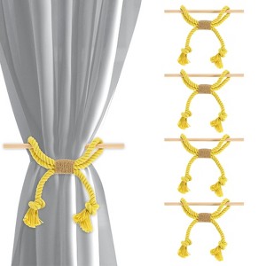 Unique Bargains Cotton Hand-Woven Decorative Tassel Curtain Tiebacks with Wood Club - 1 of 4