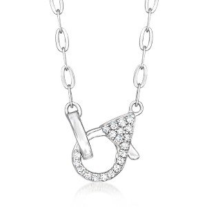 Pure Collection by Ross-Simons Sterling Silver Paper Clip Link Necklace With 0.16 ct. t.w. Diamond Lobster Clasp - 1 of 4