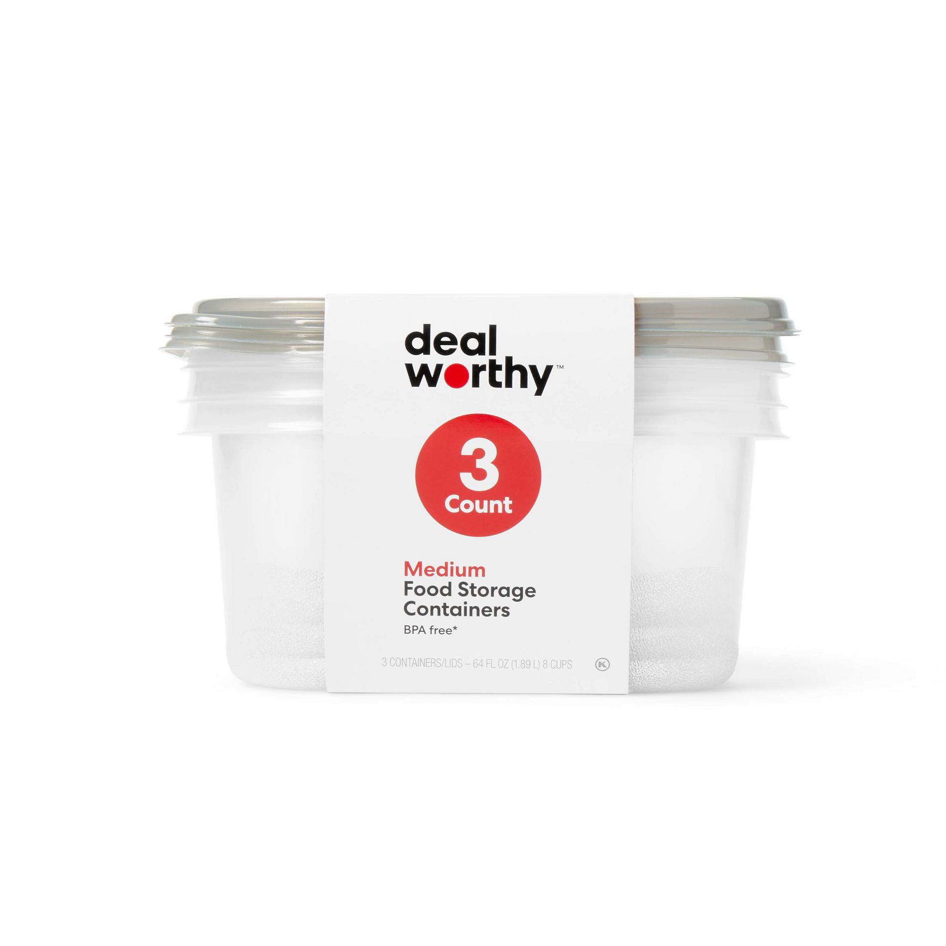 Medium Rectangle Food Storage Containers - 64 fl oz/3ct - Dealworthy™