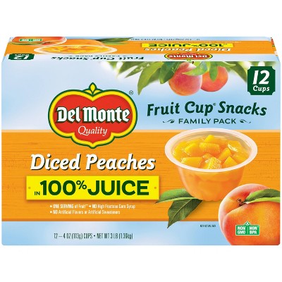 Del Monte Diced Peaches Fruit Cups  in 100% Juice - 12ct/4oz