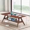 CAVINAS Wooden Coffee Table,Rectangular End Tables with Shelf,Tapered Rubberwood Legs,Wishbone Base,Walnut Finish,Center Table for Living Room - 3 of 4