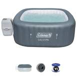 Coleman SaluSpa Square 4 to 6 Person Inflatable Outdoor Hot Tub Spa with 140 Soothing Air Jets, Filter Cartridges, and Insulated Cover, Gray