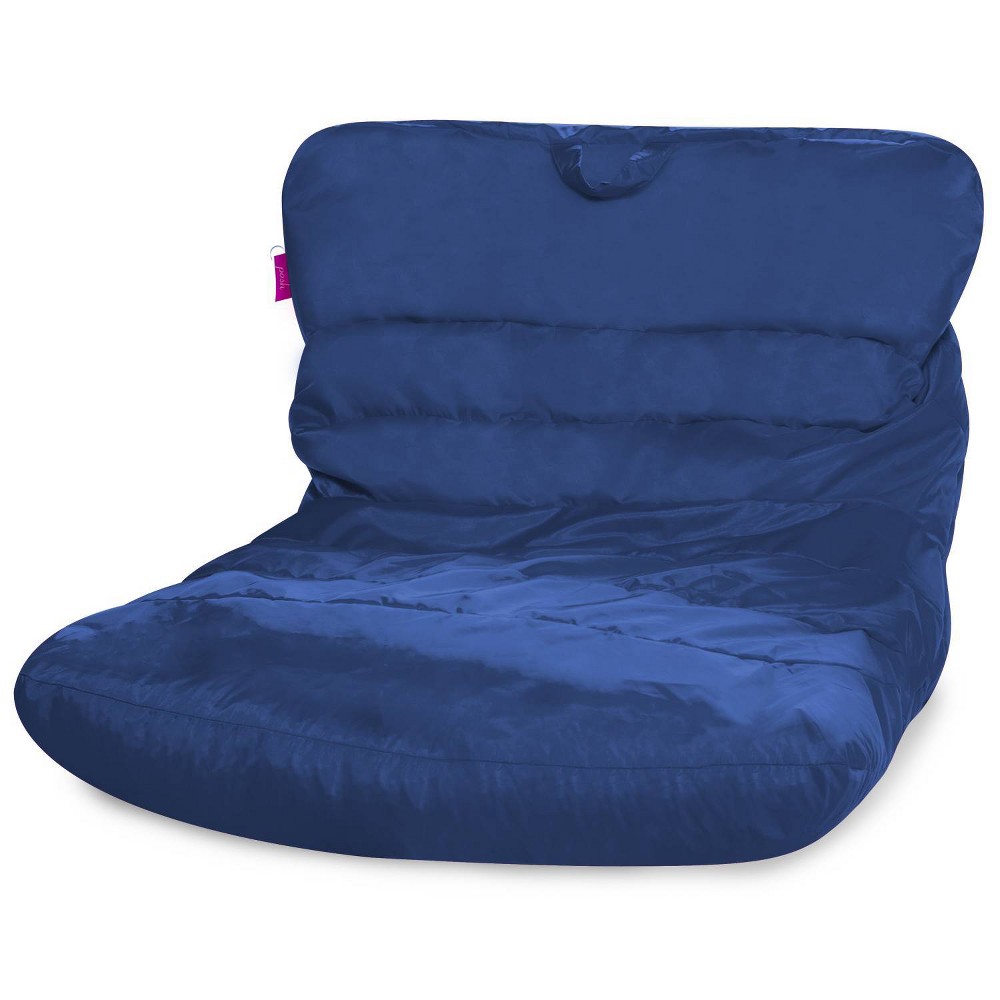 Posh Creations 27" Coronado Lounger Nylon Bean Bag Chair Navy: Modern Indoor Upholstered Seat with Locking Zipper