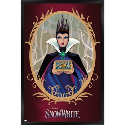 Trends International Disney Snow White: Live Action - Illustrated Evil Queen Framed Wall Poster Prints Black Framed Version 14.725" x 22.375"