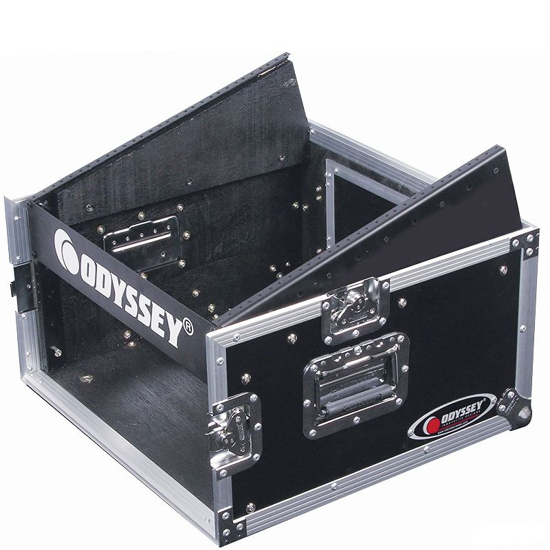 Odyssey FZ1004 10U Top Slanted 4U Vertical Pro ATA Durable Portable DJ Equipment Combo Rack with Removable Front Lid and Rear Trap Door, 1 of 2