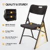 VINGLI Folding Chairs, Heavy Duty Foldable Chair Portable HDPE Plastic Seat with Steel Frame, Brown, 4 Pack - 4 of 4