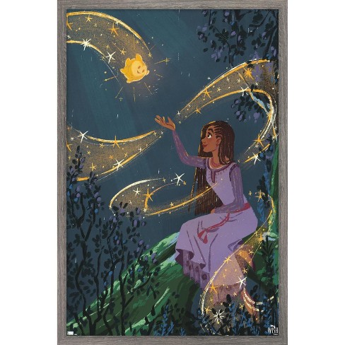 Trends International Disney Wish - Asha Feature Series Framed Wall Poster  Prints Barnwood Framed Version 14.725 x 22.375