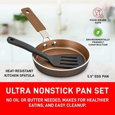 Golden Copper Cast Iron Mini Nonstick Skillet Set