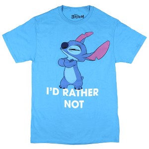 Seven Times Six Disney Shirt Mens Stitch Id Rather Not Adult Short Sleeve Graphic Tee Blue - 1 of 3