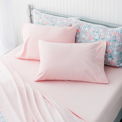 Twin XL Solid Flannel Sheet Set Pink - Martha Stewart