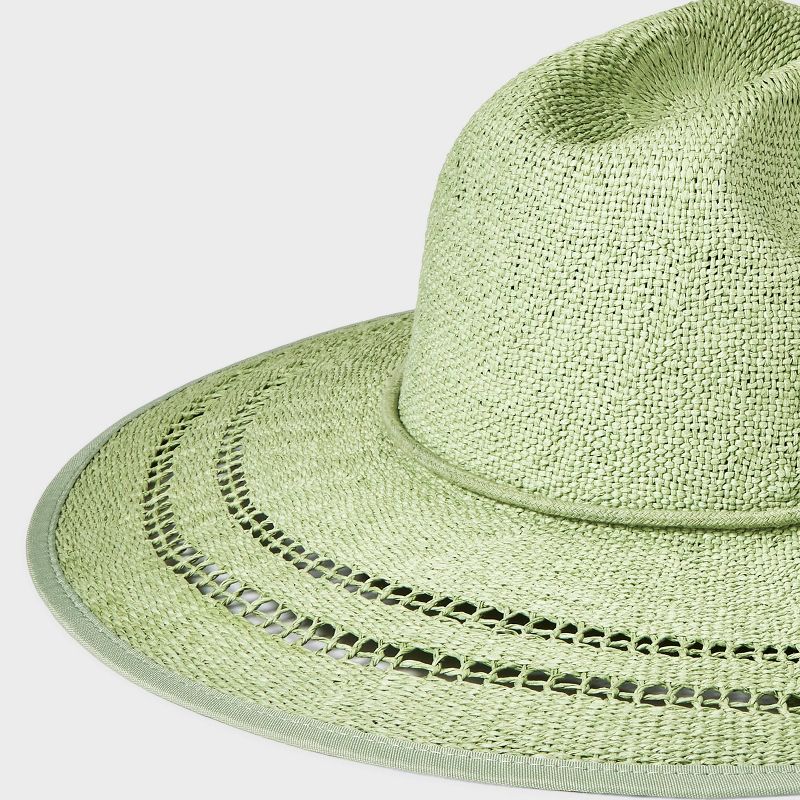 Paper Straw String Machine Weave Rancher Hat with Cotton Rope Band - Universal Thread™ Green, 4 of 5