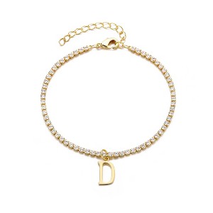 Adornia 14k Gold Plated Tennis Bracelet with Initial Charm - 1 of 2