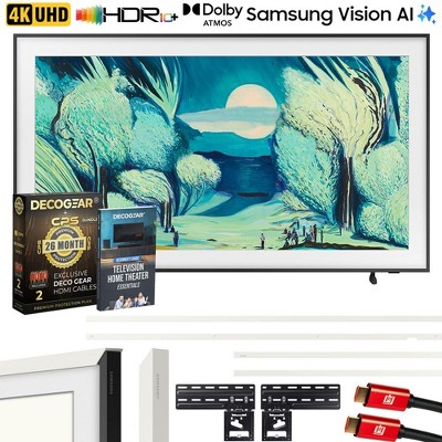 Samsung 65" The Frame QLED 4K AI Smart TV (2025) w/ White Bezel + Protection Bundle