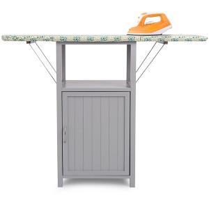 Ironing Board with Storage Cabinet,Folding Ironing Board, Wooden Ironing Station for Home Bathroom Laundry Room Small Spaces - 1 of 4