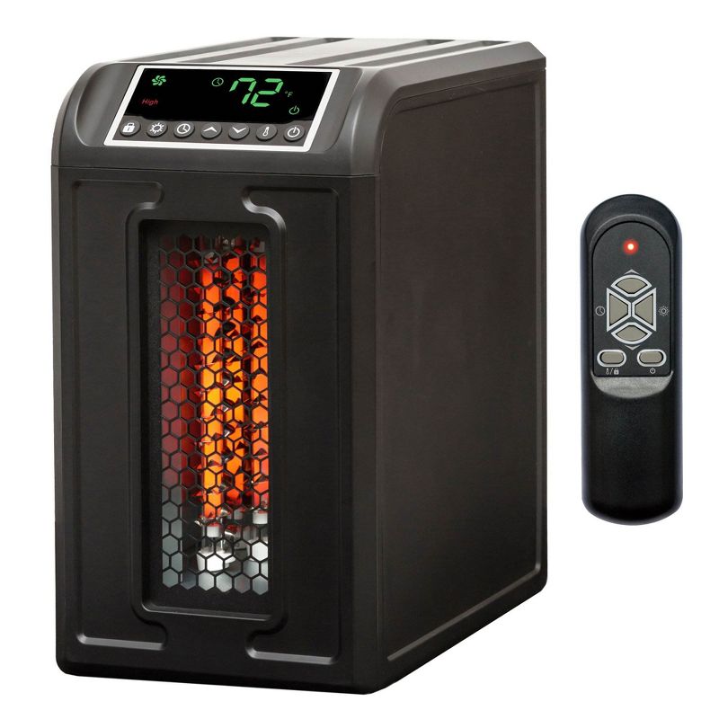 Lifesmart 3 Element 1500W Portable Electric Infrared Quartz Indoor Medium Room Space Heater with Remote Control for a Warm Comfortable Room, Black, 1 of 8