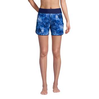 Lands' End Women's Long 9 Quick Dry Elastic Waist Modest Board Shorts Swim  Cover-up with Panty