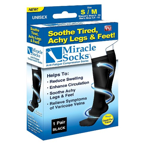 As Seen On Tv® Miracle Socks Anti-fatigue Compression Socks - Black : Target