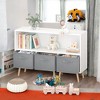 Alilang 35.43 Inch Wooden Storage Shelf with Open Compartment and Fabric Bins - White gray - 2 of 4