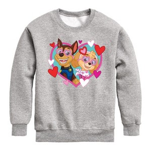 Boys' - Paw Patrol - Chase Sky Hearts Graphic Long Sleeve Fleece Sweatshirt - 1 of 4