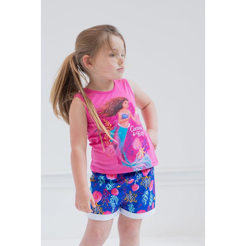 Disney Princess Ariel Girls Tank Top and Active Retro Dolphin Shorts Toddler to Big Kid, 5 of 8
