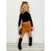 Boho Glam Rib Knit Top and Tan Fringe Suede Shorts Mia Belle Girls - 4 of 4