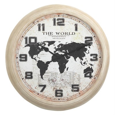 Yosemite Home Rustic World Map, 37" D Wall Clock