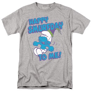 Smurfs Happy Smurfy Day To Me Adult T-Shirt Athletic Heather - 1 of 4