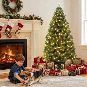 Christmas Tree 4.5FT Pre-Lit Artificial Xmas Tree, Easy Fold Storage, for Indoor Outdoor Decor - 1 of 4