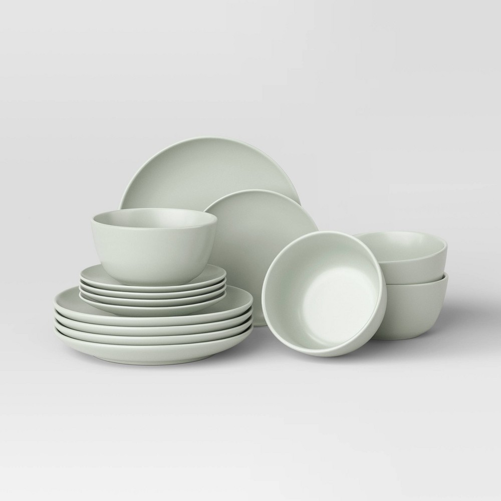 Photos - Glass 12pc Stoneware Avesta Dinnerware Set Light Green - Threshold™