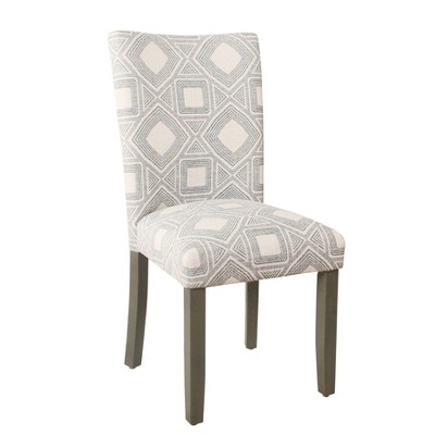 High Upholstered Faux Leather Parsons Side Chair in Woven Charcoal