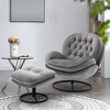 33.78" Tall Upholstered Lazy Chair With Ottoman, Metal Legs And Frame Modern Lounge Accent Chair, Soft Velvet Leisure Sofa Chair - 2 of 4