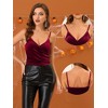 Allegra K Women's Wrap Spaghetti Strap Velvet Crop Cami Tops - 2 of 4