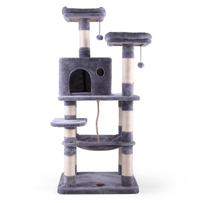 LAOTIES Multi Level Cat Tree Tower with Hammock,Sisal Scratching Posts And Plush Toys,Tall Climbing Stand