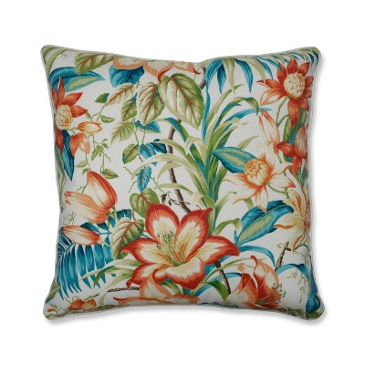 25" Botanical Glow Tiger Lily Outdoor Floor Pillow Blue - Pillow Perfect