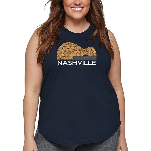 LA Pop Art Nashville Guitar - Women's Word Art Tank Top - 1 of 4