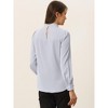INSPIRE CHIC Women's Office Keyhole Elegant Stand Collar Long Sleeve Back Neck Button Blouse - 4 of 4