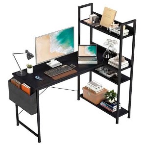 MAYEERTY 47 Inch L-shaped Computer Desk with Shelf, Reversible Corner ...
