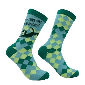 Crazy Dog T-Shirts Women's Im Currently Unsupervised Socks Funny Sarcastic Dog Graphic Footwear - 1 of 4