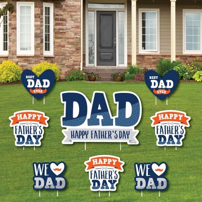 Big Dot of Happiness Happy Father's Day - Yard Sign and Outdoor Lawn Decorations - We Love Dad Party Yard Signs - Set of 8