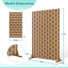 TOAOTBNBO Metal Privacy Screen with Stand, Decorative Privacy Fence Panels with Square Pattern, Outdoor Privacy Screen for Garden, Brown - 3 of 4