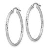 Black Bow Jewelry 2mm, Satin, Diamond Cut Sterling Silver Hoops - 30mm (1 1/8 Inch) - 2 of 4