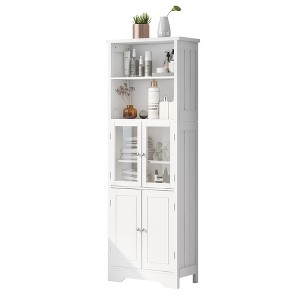 Dexmalle White Tall Storage Cabinet with Shelves and Doors for Bathroom - 1 of 4