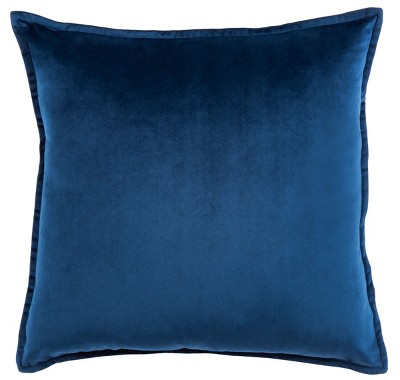 Blue and White Velvet Square Throw Pillow with Zipper